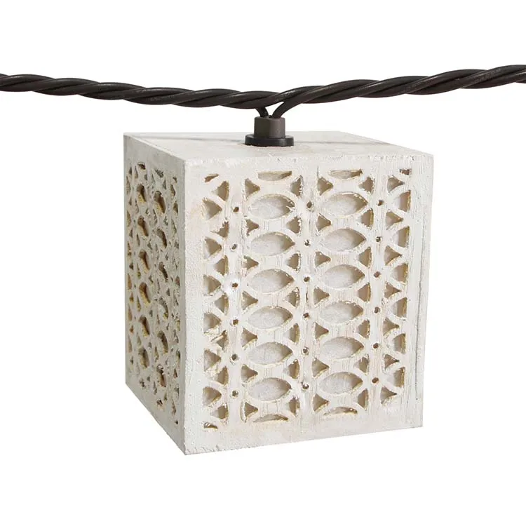 8.5FT Wooden Hollowed String Lights Outdoor Summer String Lights