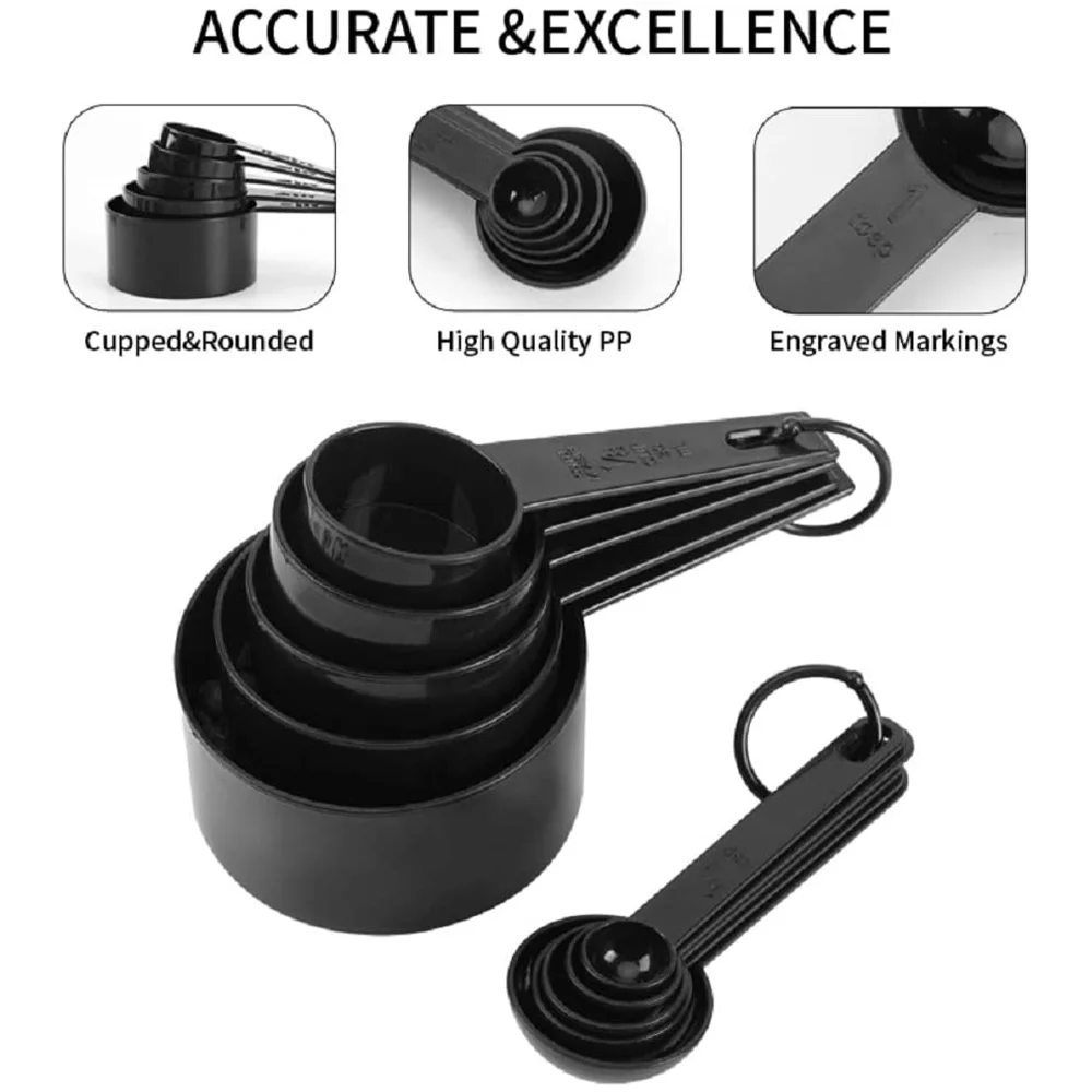 10 Piece Stackable kitchen cooking pp plastic Measuring cup and scoop Set for powder syrup coffee Cups spoons 250ml 30ml