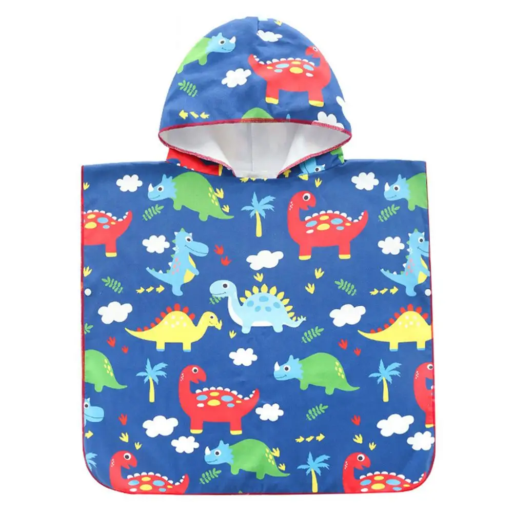 
High Quality Wholesale Baby Animal Printed Microfiber Hooded Poncho Baby Beach Towel 