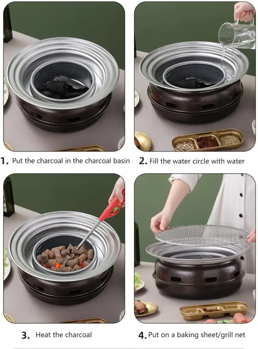 Charcal restaurant grill stainless bbq charcoal stainless steel round bbq grill