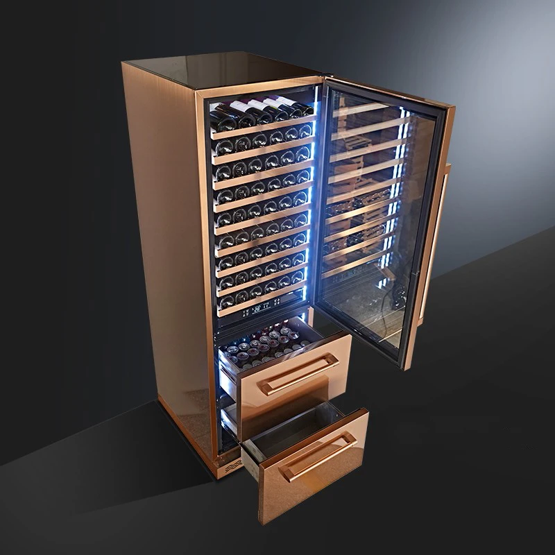 Huaou Custom Wine Cellar Dual Zone Restaurant Champagne Wine Refrigerator drawers Wine Rack