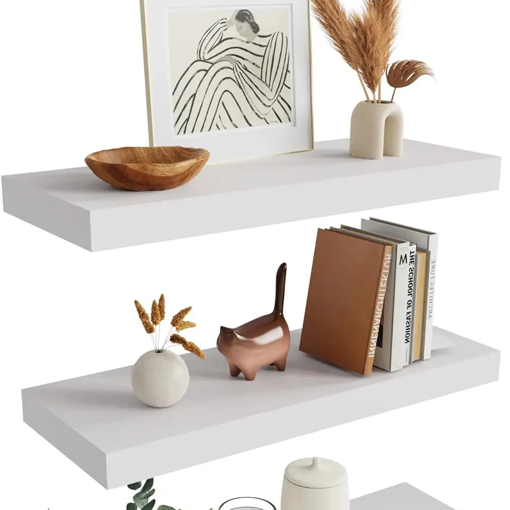 Zhonghuan Brand Wall Mounted Wooden Shelves Floating Shelves, Wall Shelves Set of 3 for Bathroom, Bedroom