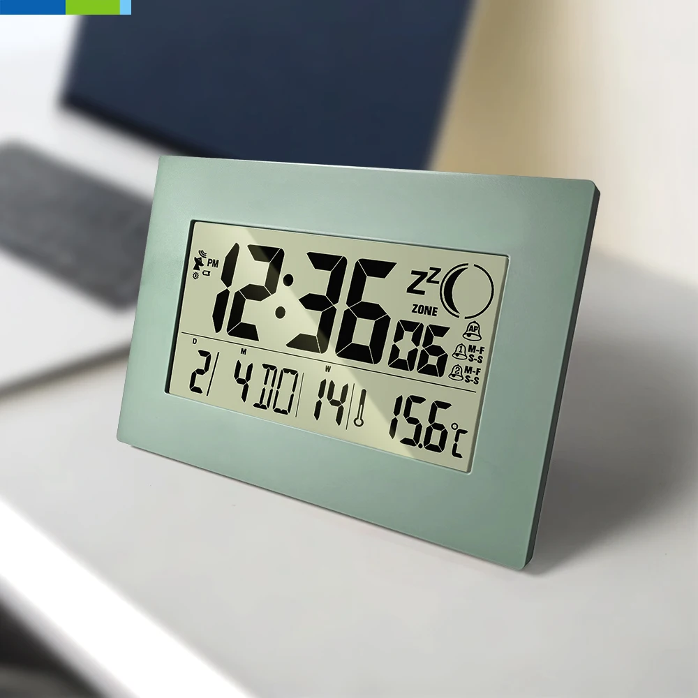 Digital Radio Clock With 12/24h Display Repeat Signal Temperature Sensor Desktop Office Living Room Outdoor Use Cute Wall