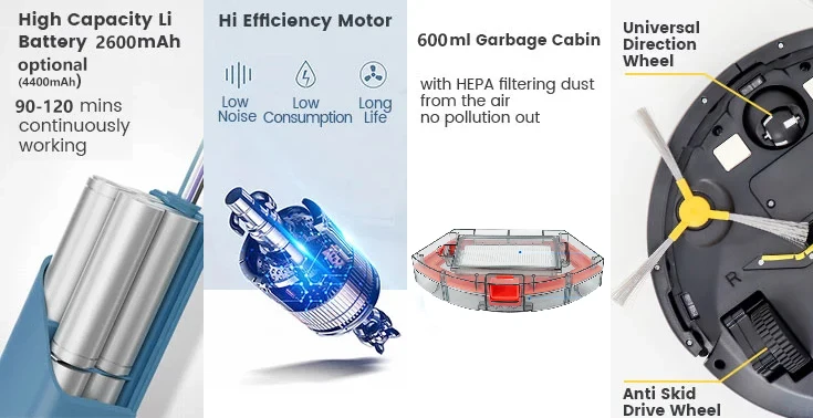 Hikins 888 Intelligent Brand Mini Sweeping Automatic Mop Rechargeable Cleaning Floor Robot Vacuum Cleaner for Carpet