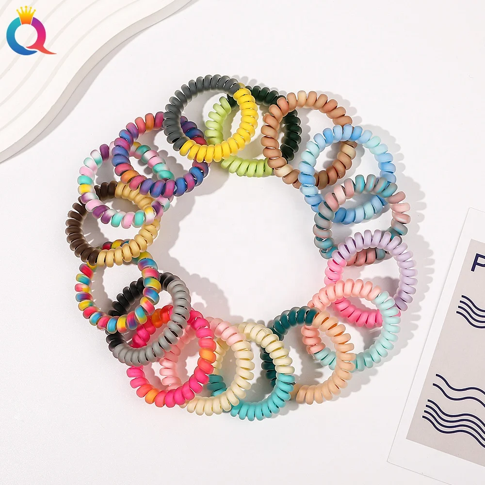 multicolor spiral elastic hair tie telephone wire coil ponytail holder