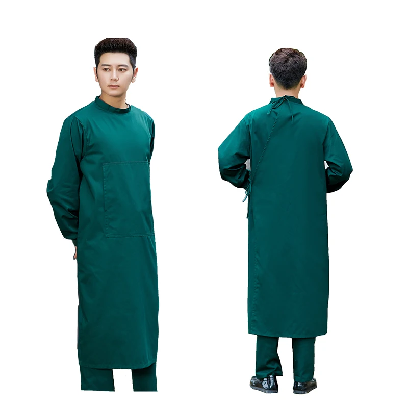 Recyclable pure cotton hospital can be sterilized at high temperature  Unisex Thick Medical Surgical Lab Coat Surgical Gown