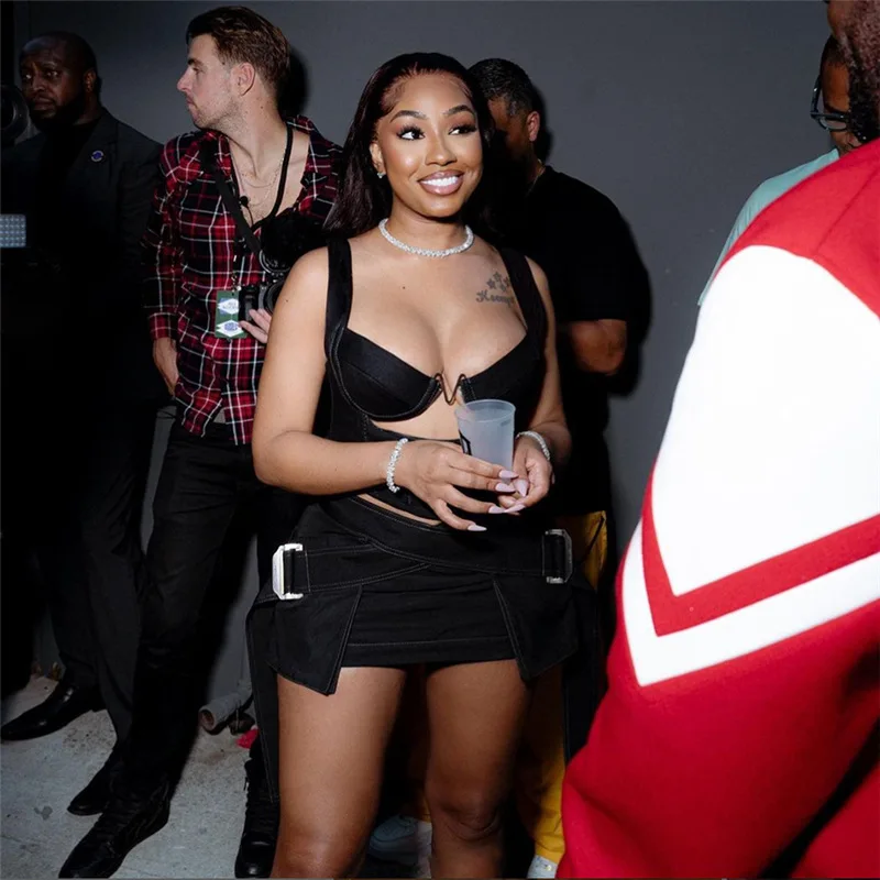 Good Quality Fashion Simple Sleeveless Sexy Top Skirt Two Piece Set For Women