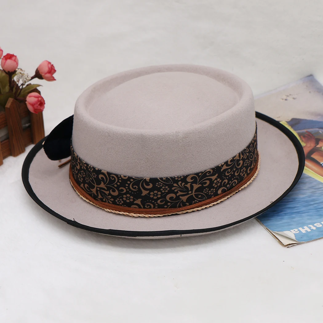 Pure Wool Felt Fedora Hat Open Road Vintage Rancher Hat Airway Vented Panama Hats for Men Women