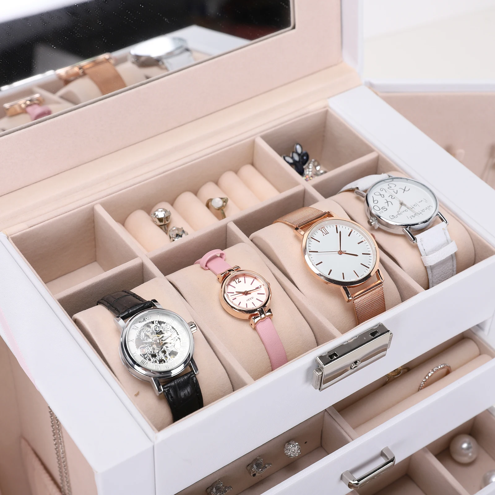 Discount Pu Leather Jewelry Case Box Custom Jewelry Case With Multi-layers