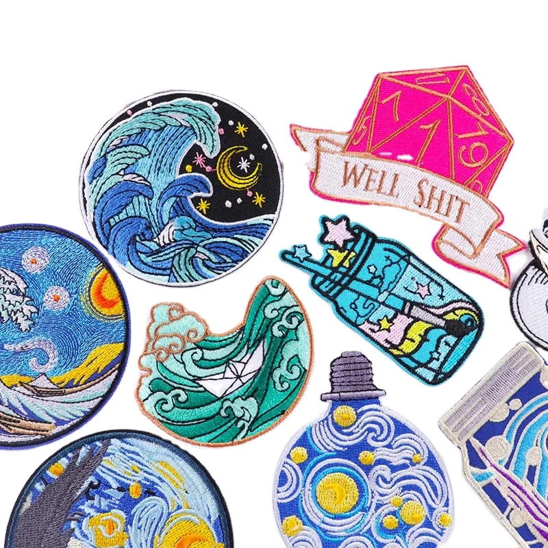 
Embroidered Patches on Clothes DIY Cartoon Wave Applique Clothing Thermoadhesive Patches for Clothing Stickers Bad 
