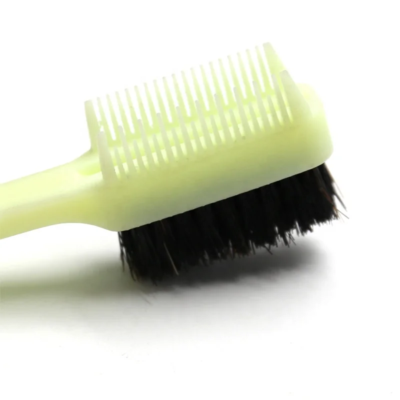  Cheap free sample plastic boar bristle hair edge control brush 2 in 1