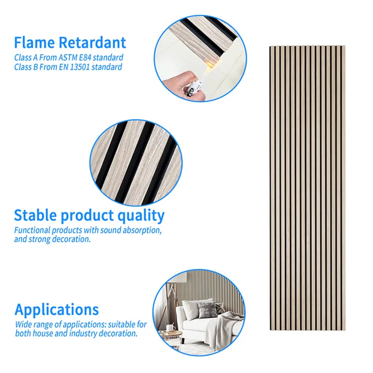 Cheap Wholesale Easy Installation Recycled Polyester Timber Batten Slat Cladding Acoustic Wall Panels for Gym