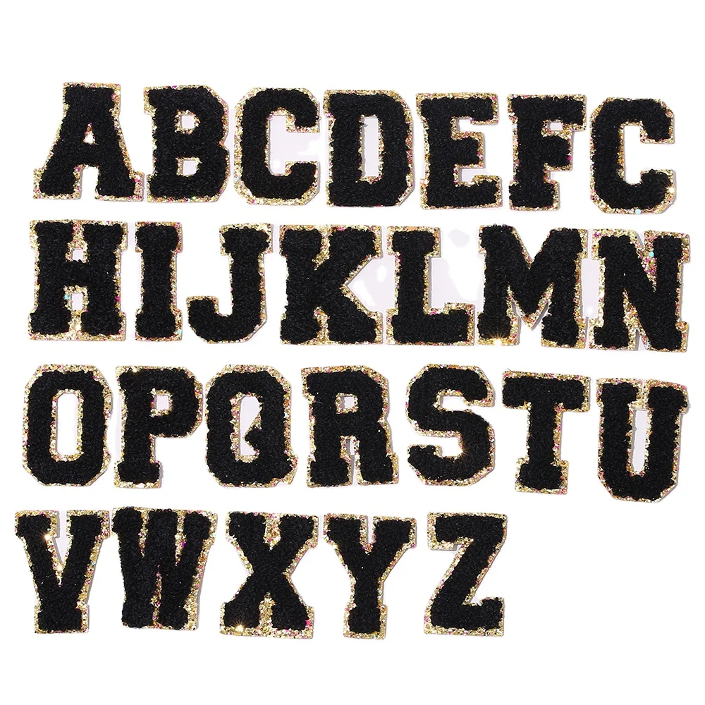 DIY Stick on Bag A-Z 26 a Set Self Adhesive Alphabet Applique Patch Rhinestones Pearls Patches Chenille Letter Sets