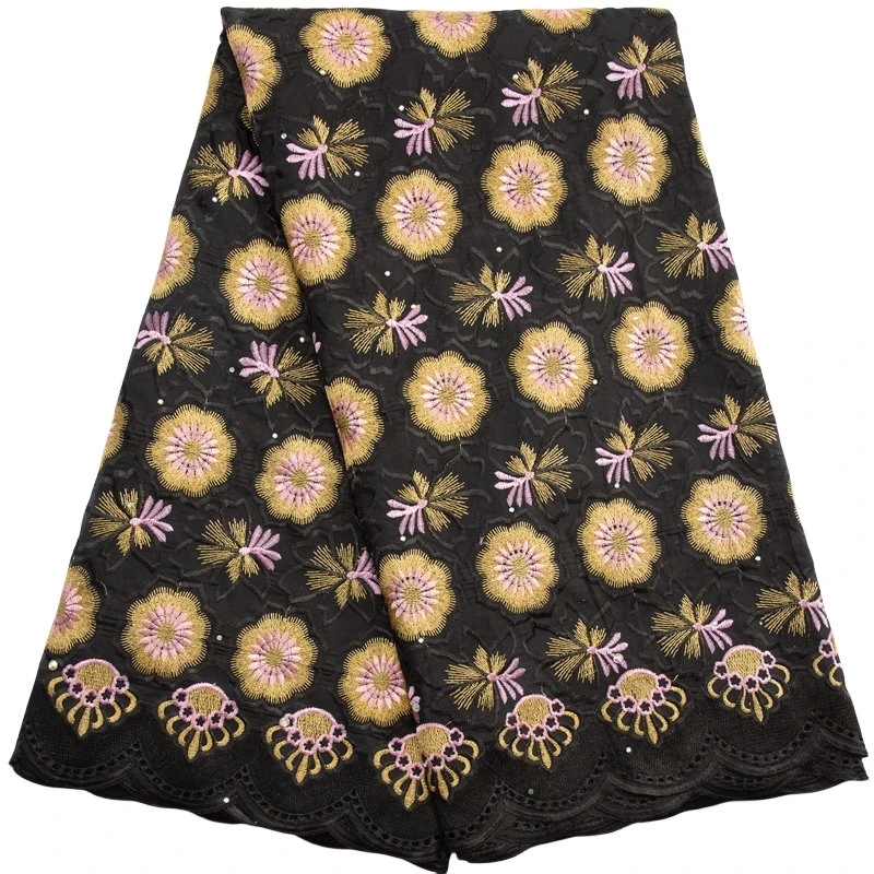 3523 Latest Swiss Voile Cotton Embroidery Lace Fabric High Quality Lafay with Crystal African Lace Fabrics for Women Party Dress