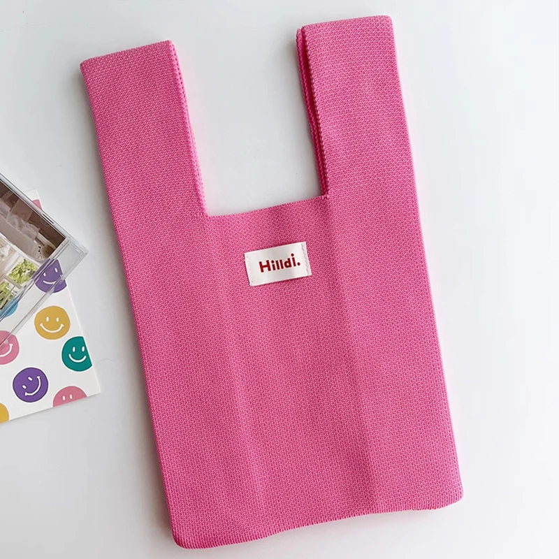 Japan Korea Style New Brand Design Crochet Handbag Fashion Ladies Red Travel Shopping Bag Knitted Tote Bag for Women