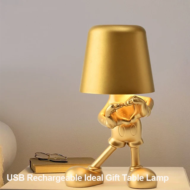 LED Desk Lamp USB Rechargeable Touch Control Human Body Design Little Man Table Lamps Night Light For Bedroom Decor study Office