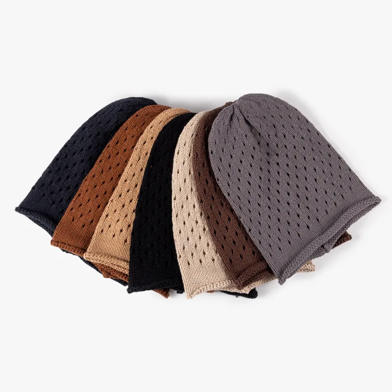 2024 New Fashion Custom Women Girls Knit Hat Cold Hat Cotton Autumn-Winter Vintage Hollow Slouchy Beanie Knitted