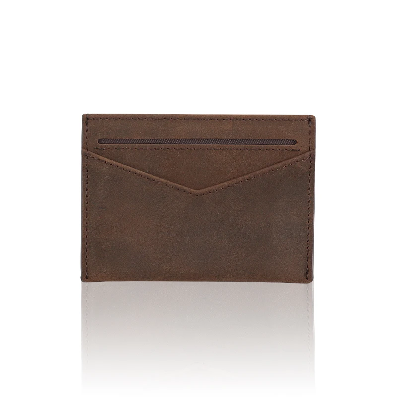 Custom genuine Leather Id Card Holder ultra -thin mini wallet card holder leather credit card holder