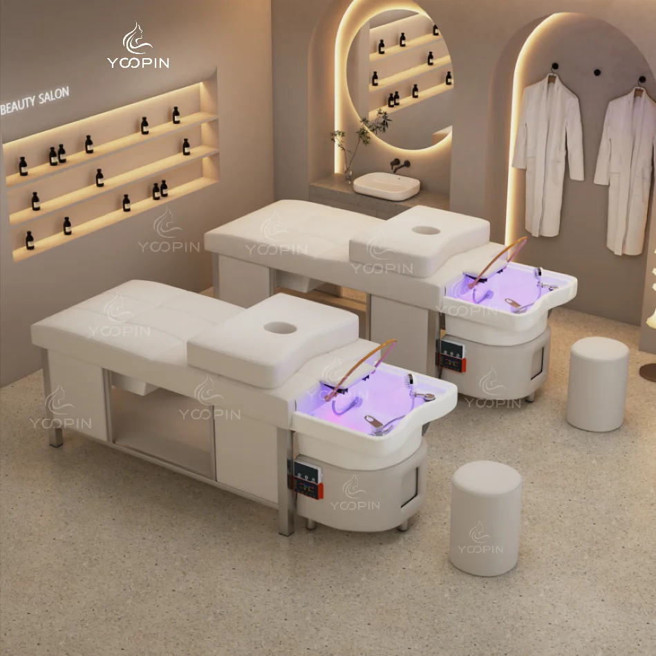 Hot Selling Black Spa Head Water Therapy Thai Massage Shampoo Bed Beauty Shop Massage Shampoo Bed Equipment