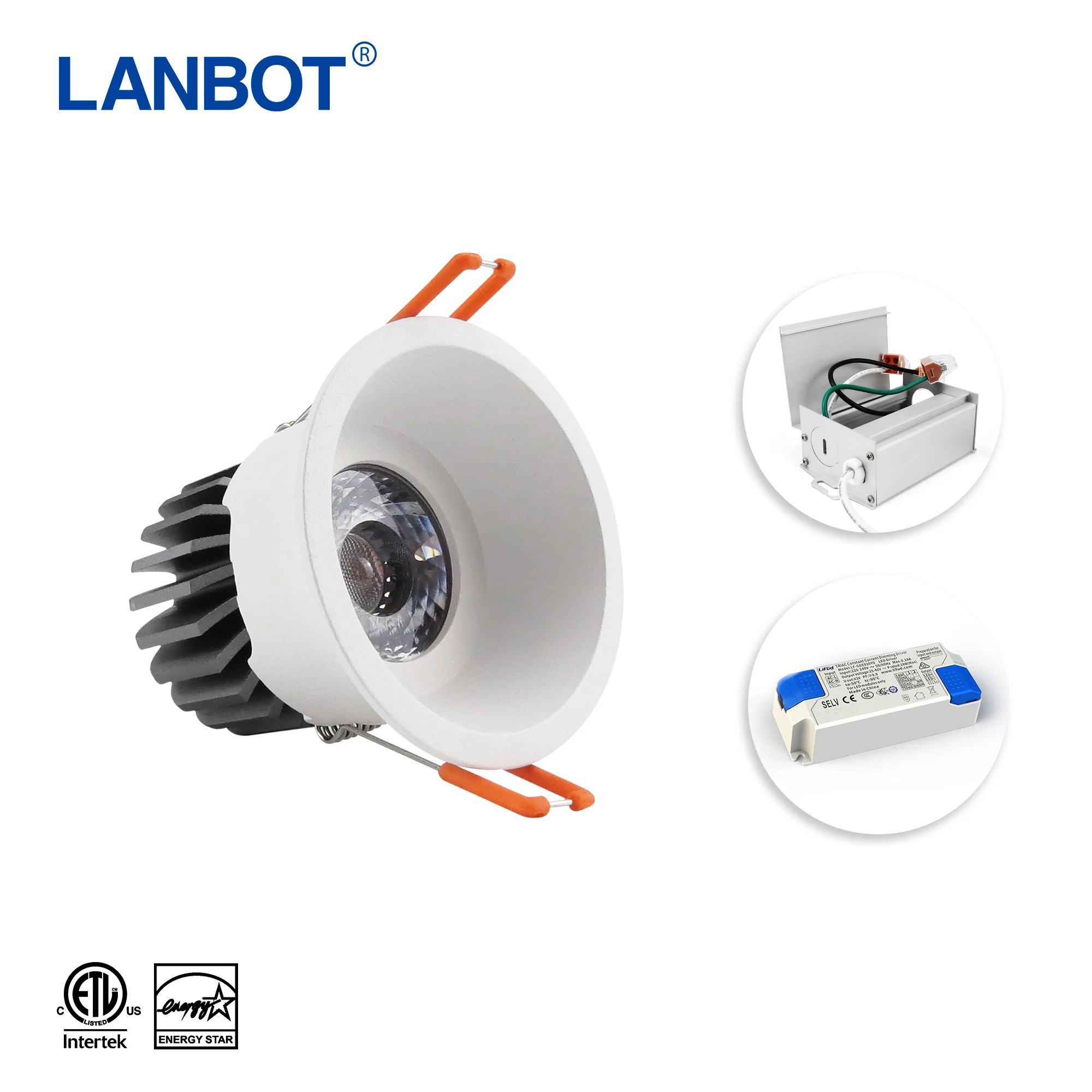 ETL Anti-glare Regressed Downlight Mounted CRI90 Architectural Commercial Dimmable LED Modular Downlight