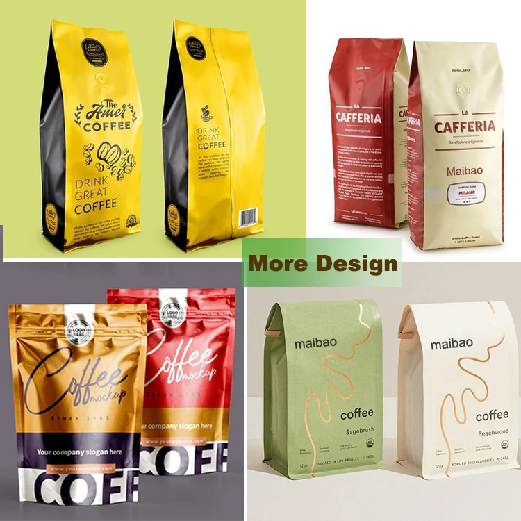 Biodegradable Matte White 100G 250G 500G 1 2 5 10 Kg Resealable Ziplock Mylar Stand Up Pouch Espresso Roasted Coffee Bean Bags