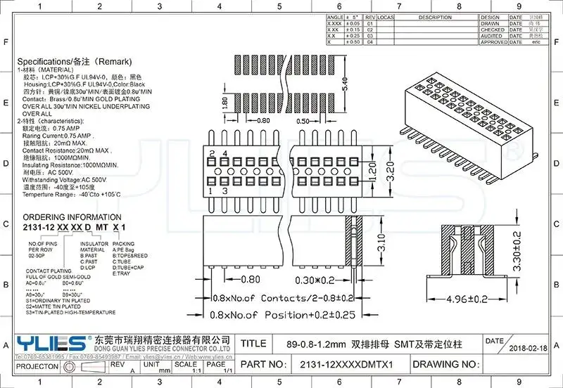 Custom spacing 0.8mm-1.2mm height 3.1mm positions 02~50P male female header double row SMT with locating post connector