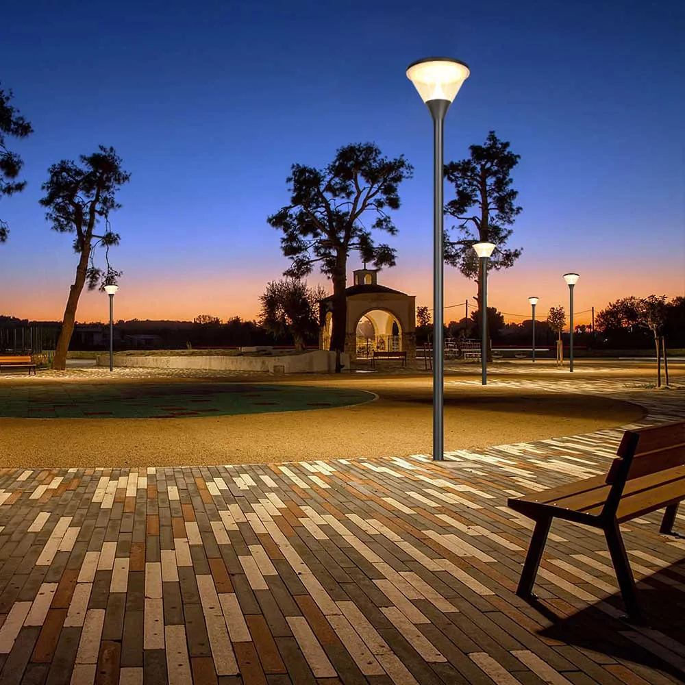 Landscape Outdoor Lawn lamp waterproof IP65 driveway Yard lighting round pole street post top Light Led Solar Garden Light