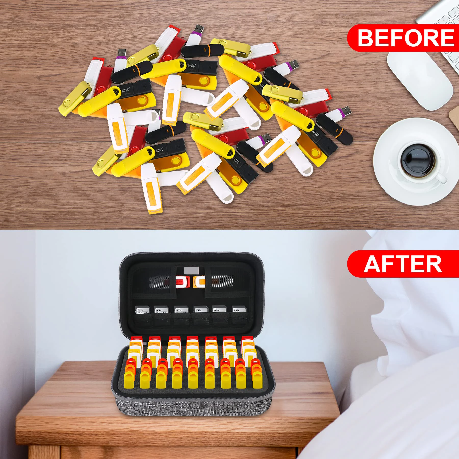 USB Flash Drive Case Organizer SD Cards Thumb Drive Memory Card Holder for  Memory Micro Cards Bag