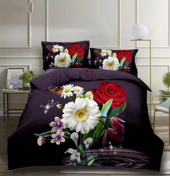 
3d printing fabric polyester brushed textile fabric for bed cover set/curtain 