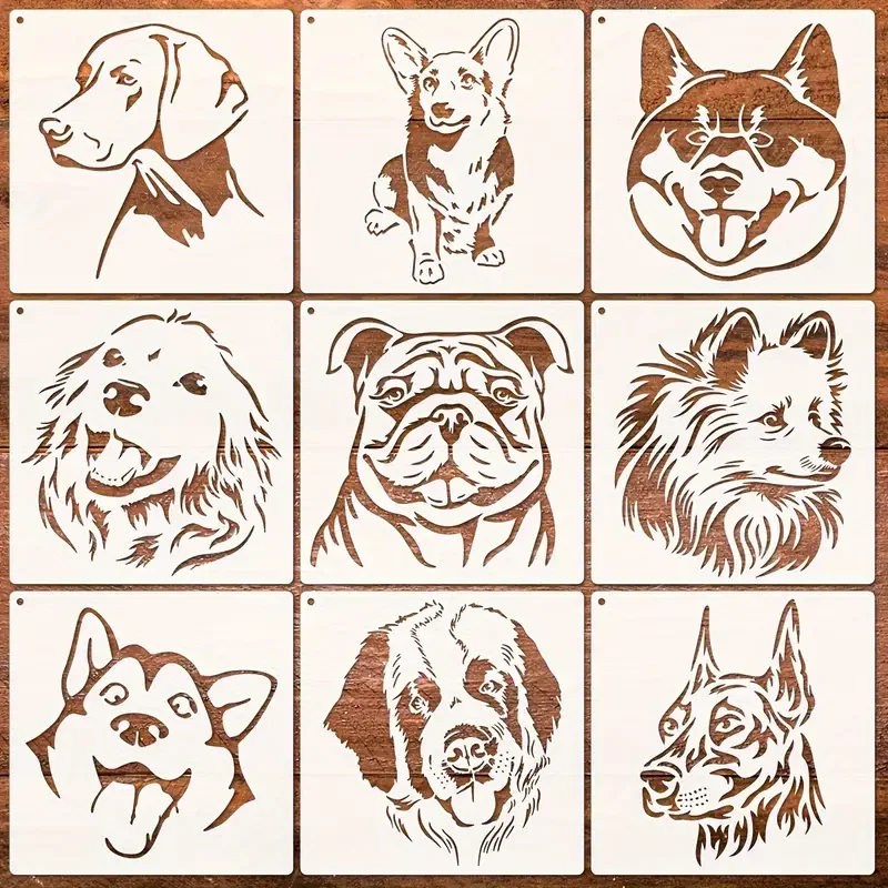 Dog Stencil, Dog Head Stencil Golden Retriever Labrador Shiba Inu Husky Eskimo Bulldog Corgi For Painting On Dog House Wood
