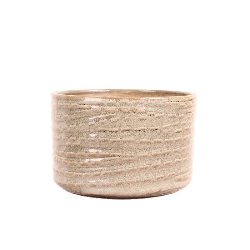 round shape ceramic brown color Ceramic pot succulent new style indoor decorative pots planters