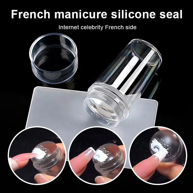 Silicone Color French Nail Art Stamping Kit Everything For Manicure Plate Stamp Polish Stencil Template Seal Stamper Scraper