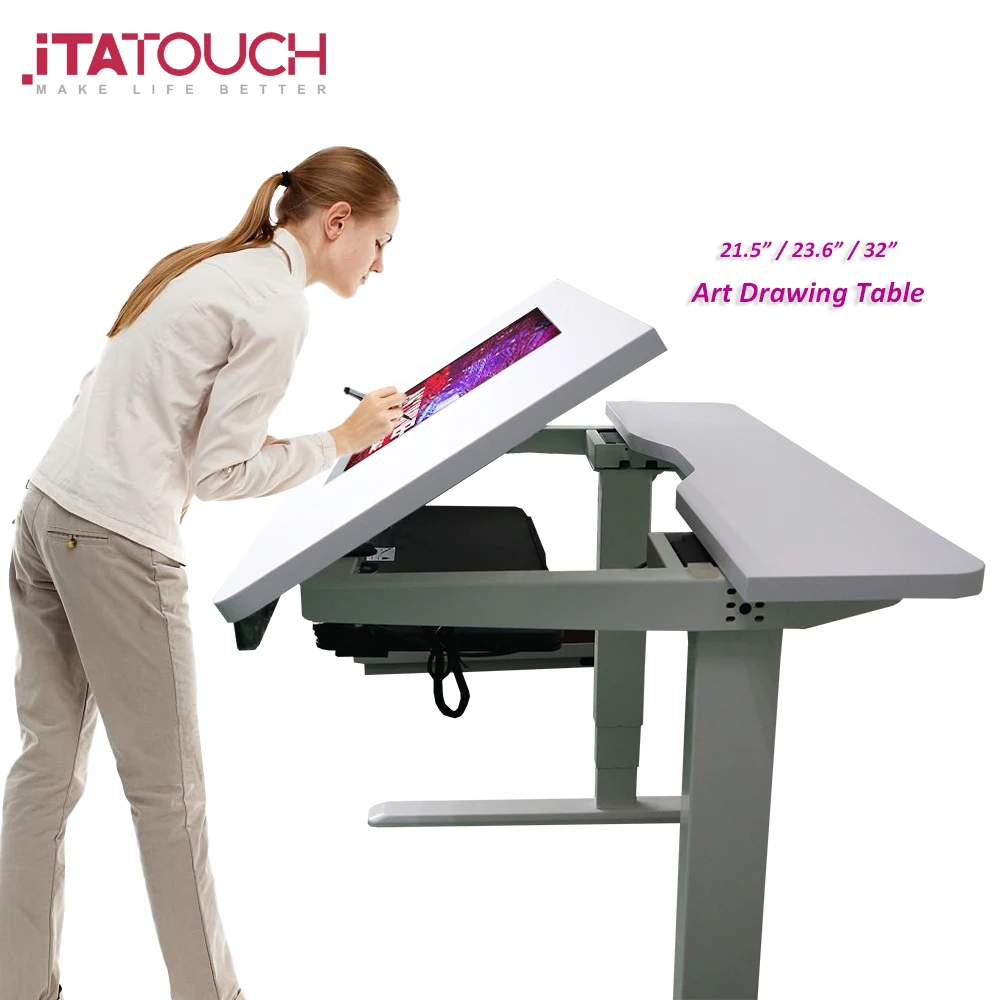 21.5 inch 23.6 inch Touch Screen Digital Art Painting Smart Podium Smart Touch Interactive Tiltable Lift Podium