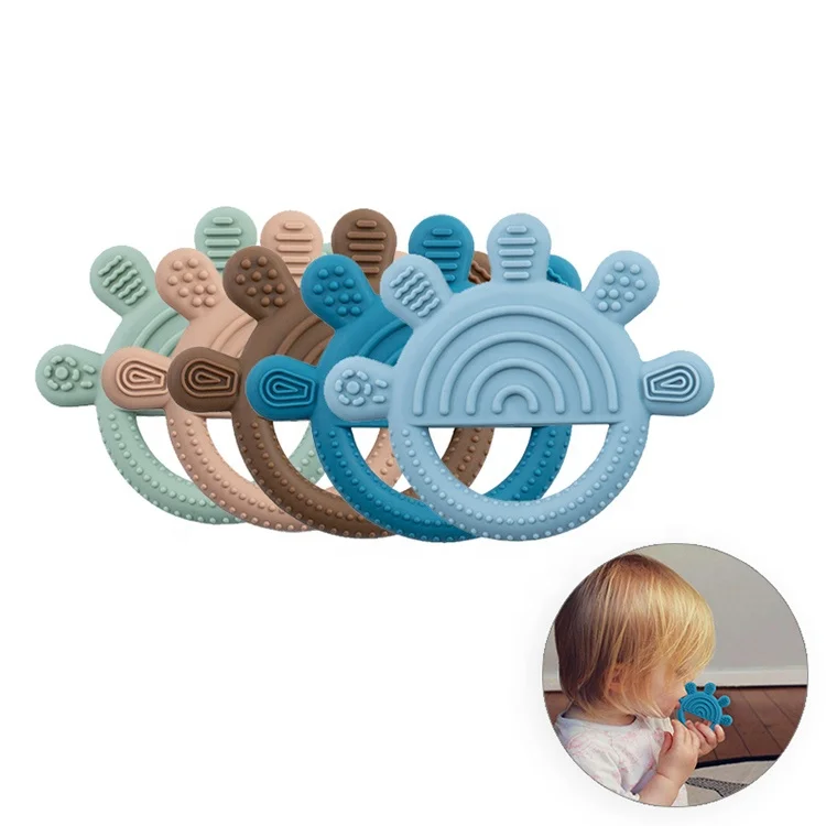 Food Grade New Colors Custom Logo Five Fingers Pattern Chew Toys Mordedor Silicona Silicone Teether Baby Teethers