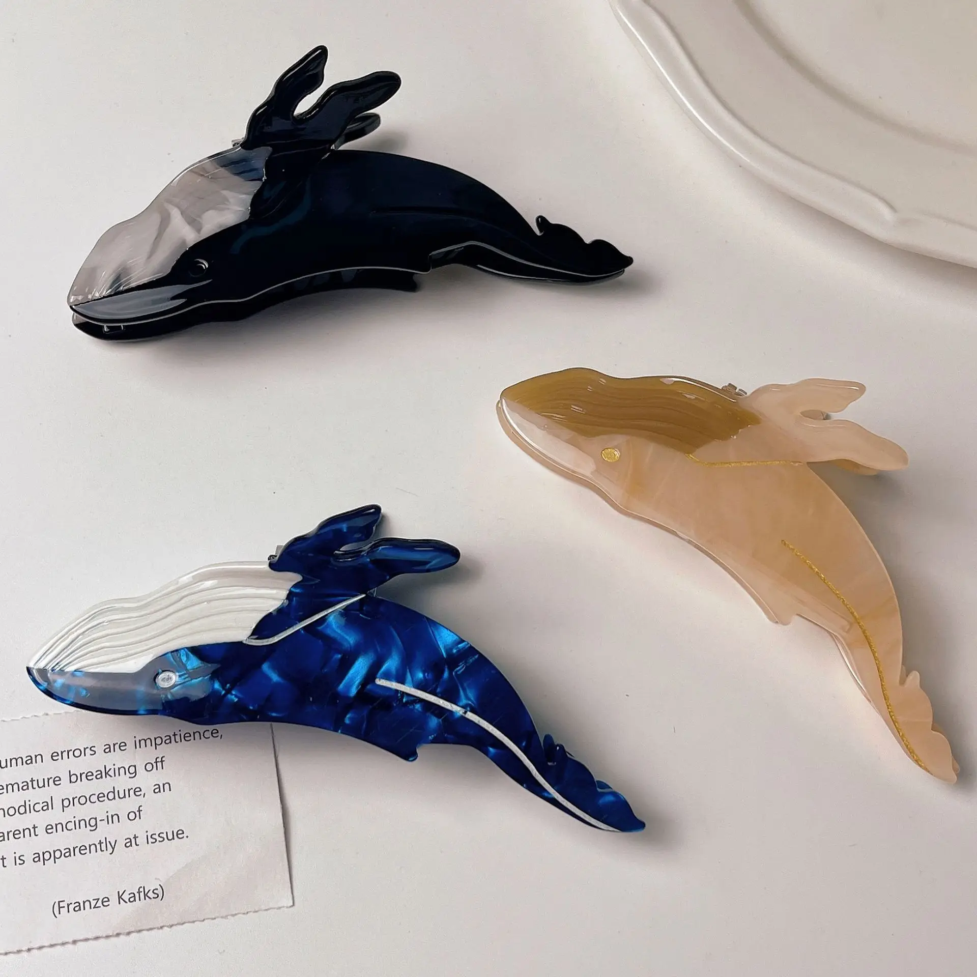 New Design Acetate Blue Whales Fish Hair Claw Clips Personalized Unique Cute Animals Hair Claw Accessories For Women