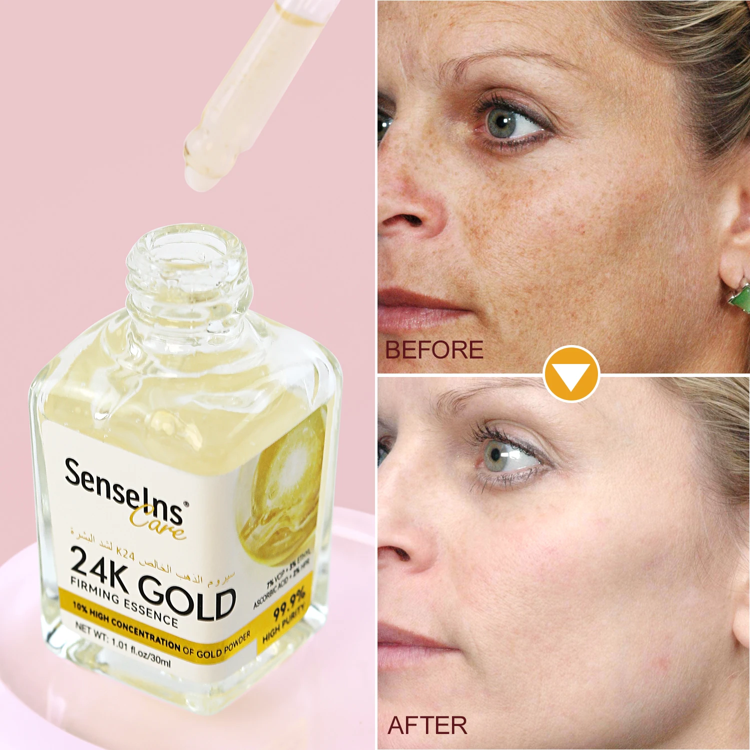 OEM/ODM 24k gold face serum Private label organic Firming whitening moisturizing Anti Aging Wrinkle Dark Spot face serum