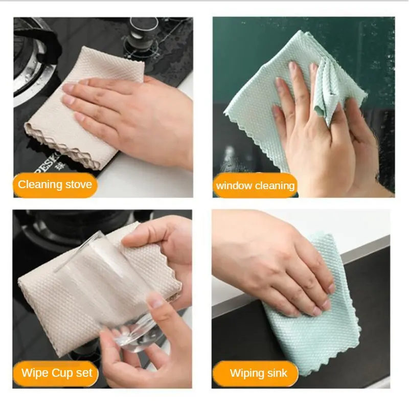 
Kitchen Anti-Grease Wiping Rags Efficient Fish Scale Cloth Cleaning Cloth Home Glass Washing Dish Cleaning Towel 