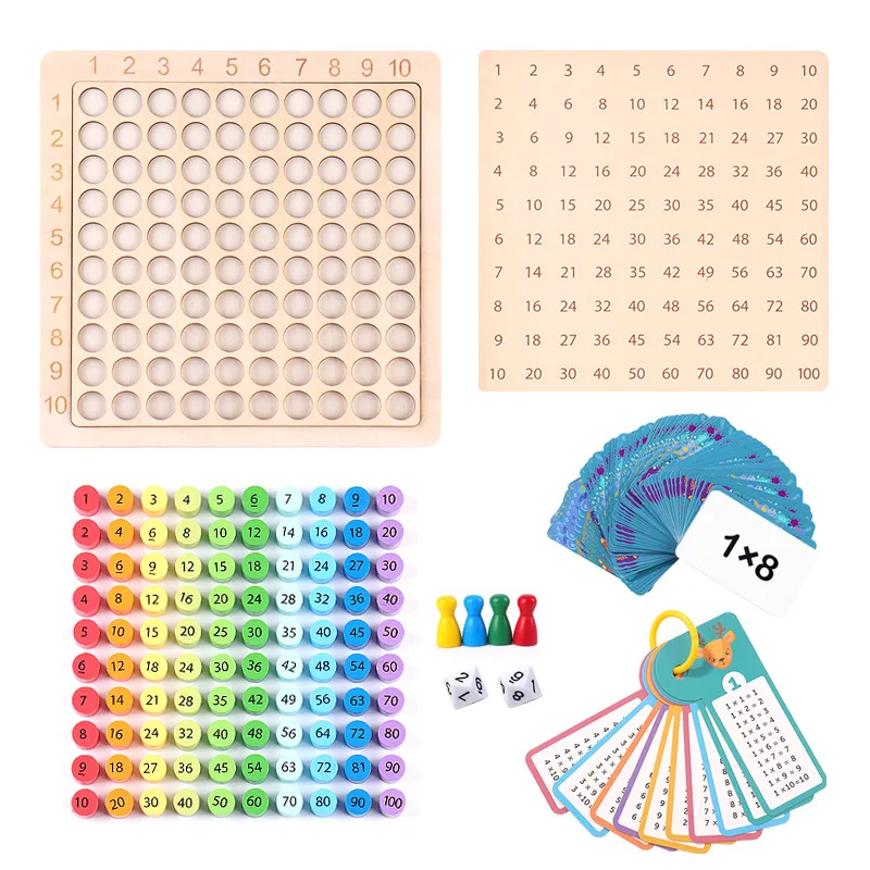 Montessori Wooden Math Game For Kids - Double-Sided Boards For Addition And Multiplication - Educational Toy For Preschoolers