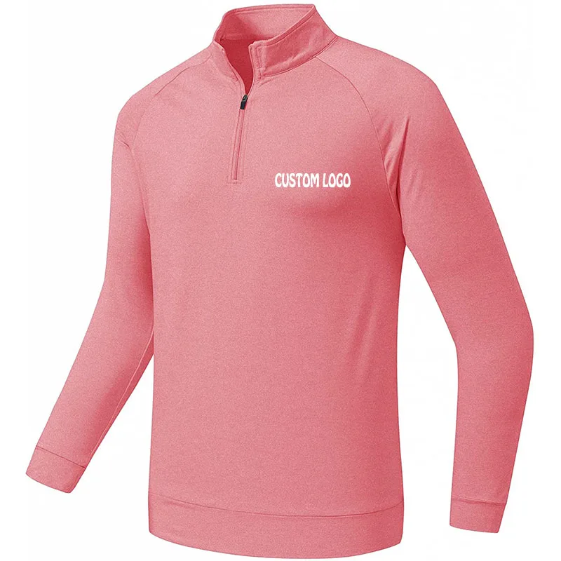 Half zipper Sportswear Shirts Men Athletic Workout Tops Gym Sweater Shirts Custom Printed Quarter zip up Long Sleeve T-shirt