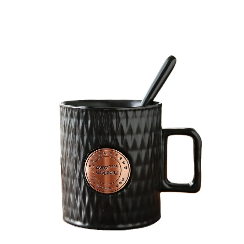 Korea Simba copper seal engraved ceramic mug coffee mug