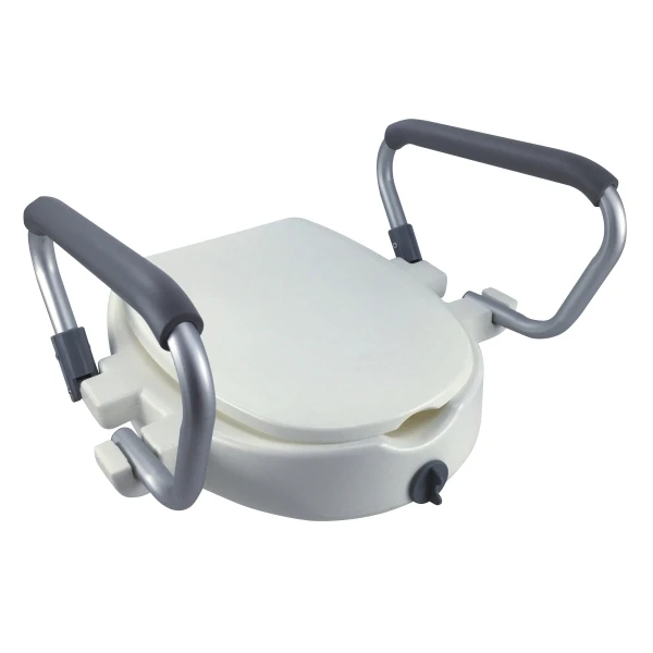 SUNCARE disabled Standard Soft Close Raised Toilet Seat For older People with armrest and footrest