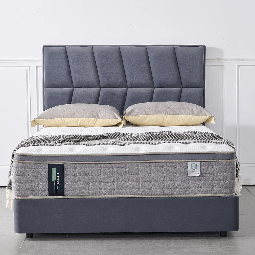 Modern bedroom furniture set luxury king size bed classic up-holstered solid wood bed frame manufacture