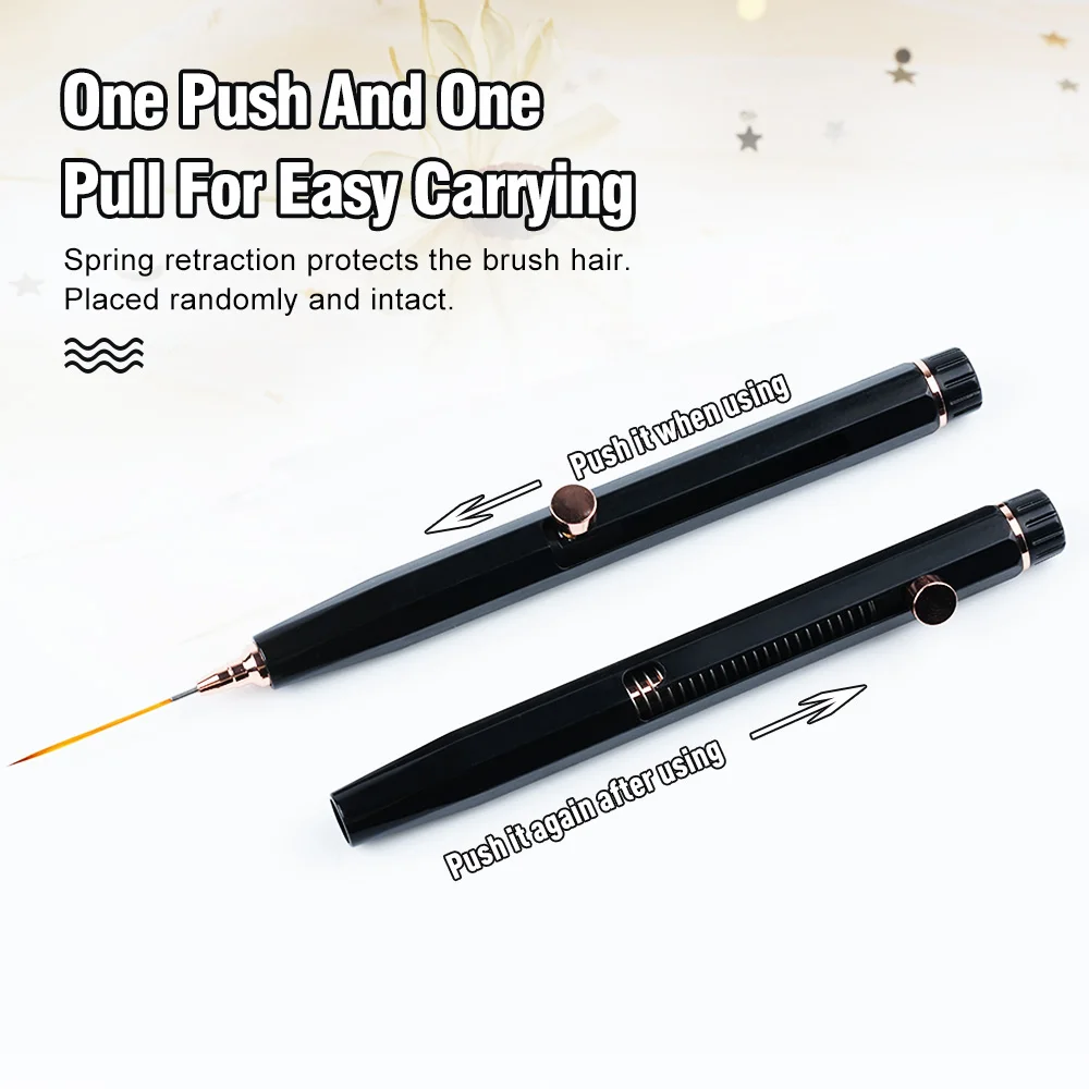 Custom New Gel Art Design Double End Rose Gold Metal Handle Nail Art Paint Brush Liner 3d Detail Nails Brush