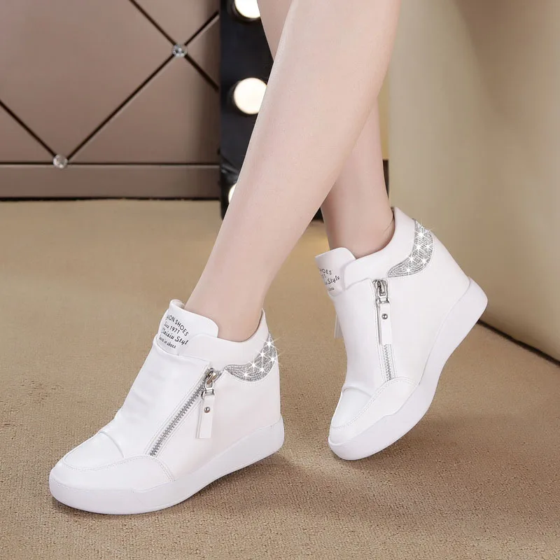 Inner Increase Sneakers Casual Thick Soled High Heel New Stylish High Cut White Shoes for Women