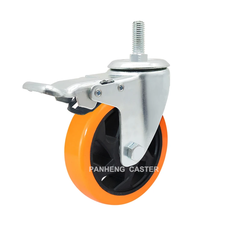 
High Quality Medium Duty 3 Inch 4 Inch 5 Inch Orange PVC Caster Wheel 