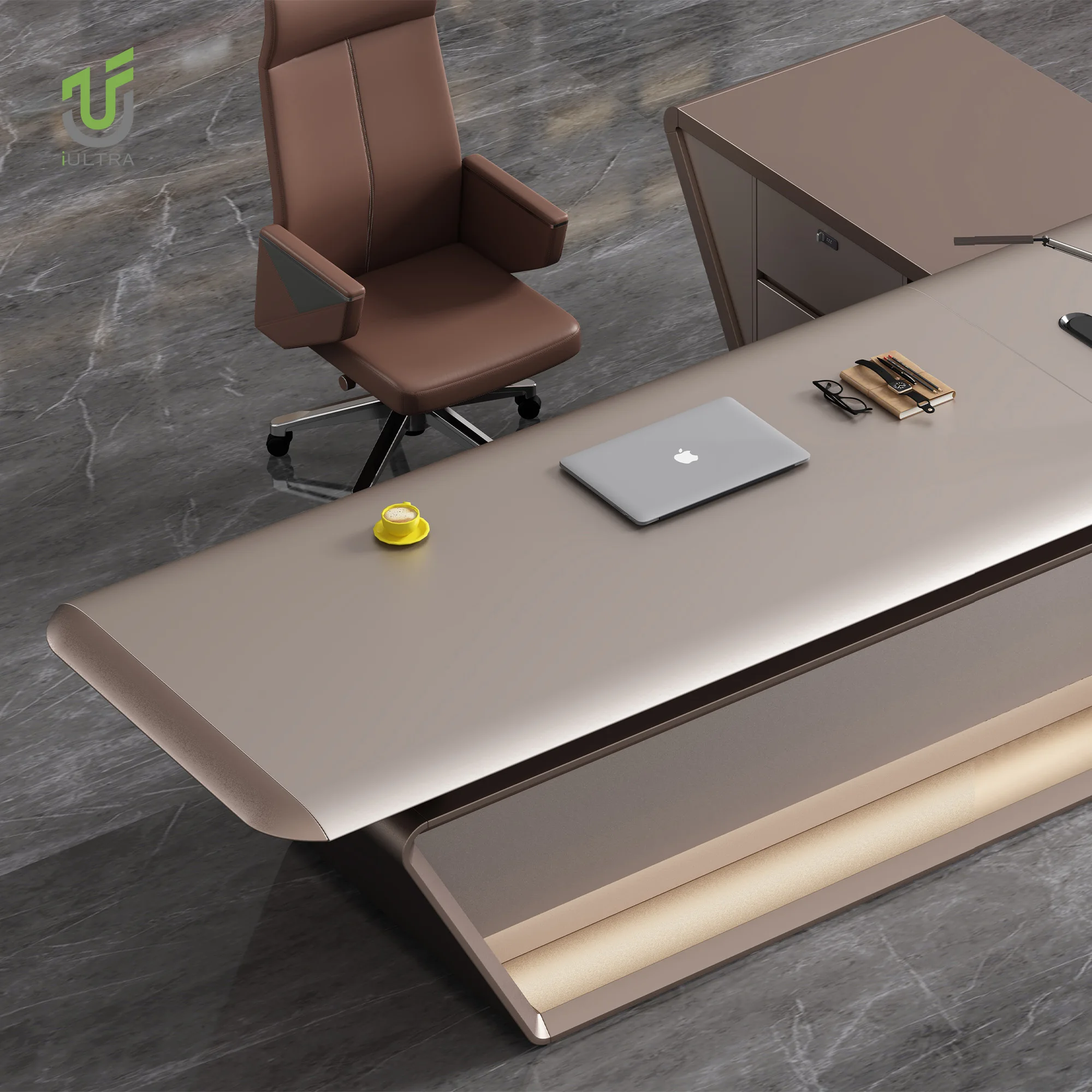 iULTRA 83D2602 commercial office furniture L shape desk luxury modern wood executive desk