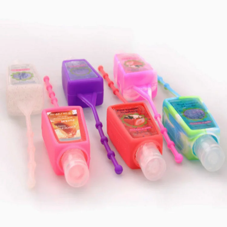 Promotional gift mini silicone rubber  Hand sanitizer sleeve with silicone holder/Customizable silicone hand sanitizer holders