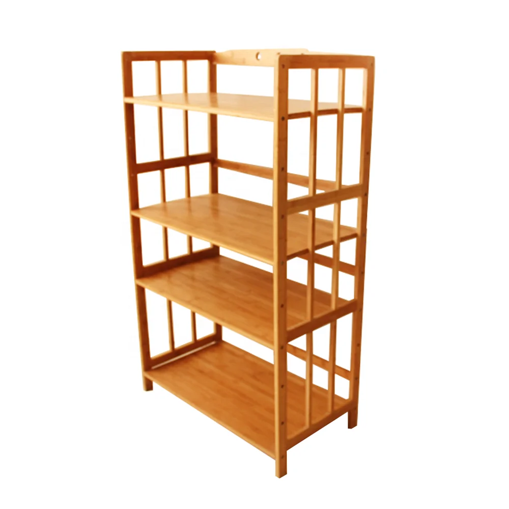 4 tier multifunctional household bamboo microwave stands oven rack wooden storage rack shelf in the kitchen