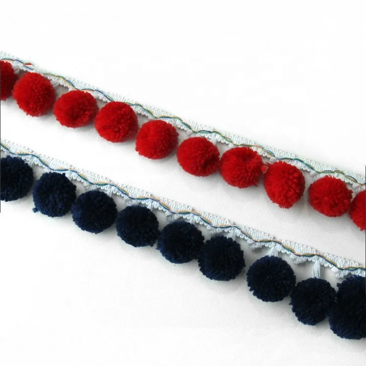 
Kavatar Wholesale Multi Colors Sewing Hats Craft pompom Mini Bobble Ball Fringe Braid Lace Trimming 