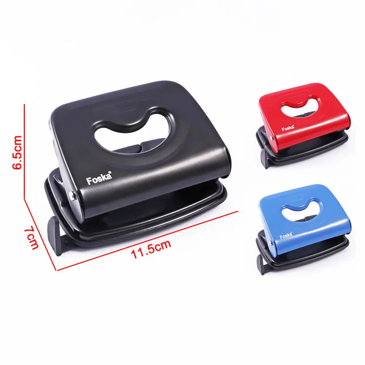 Foska оптовая продажа канцелярские принадлежности 6 мм с круглым отверстием ручной 2-дырокол для штамповки металлического пластика со съемной подушкой лома